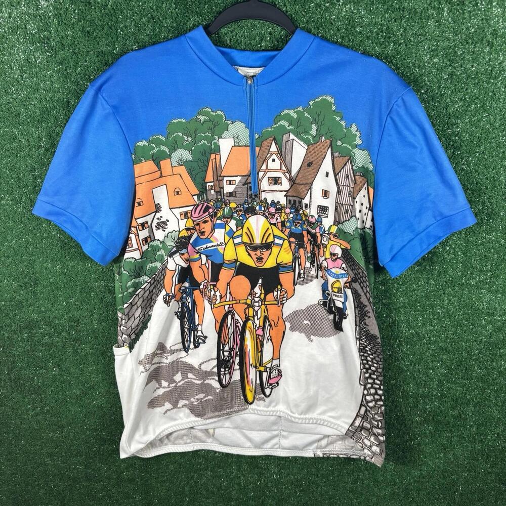Vintage Aero Tech Schnaubelt Cycling Jersey XL Tour de France Graphic Race Rare!